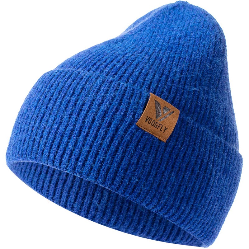 Vgogfly Beanie Men Slouchy Knit Skull Cap Warm Stocking Hats Guys Women Striped Winter Beanie Hat Cuffed Plain Hat Dark Blue - Image 1